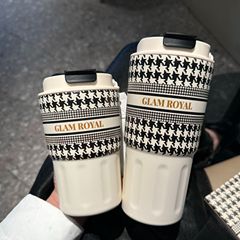 SITARAYURI新型高颜値3d千鳥格子紋随手カップ保温カップ大容量カップコーヒーカップ
