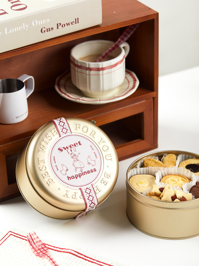 Caja de galletas de Navidad caja de hierro horneado pastel de Año Nuevo dulces latas de cacao frágil
