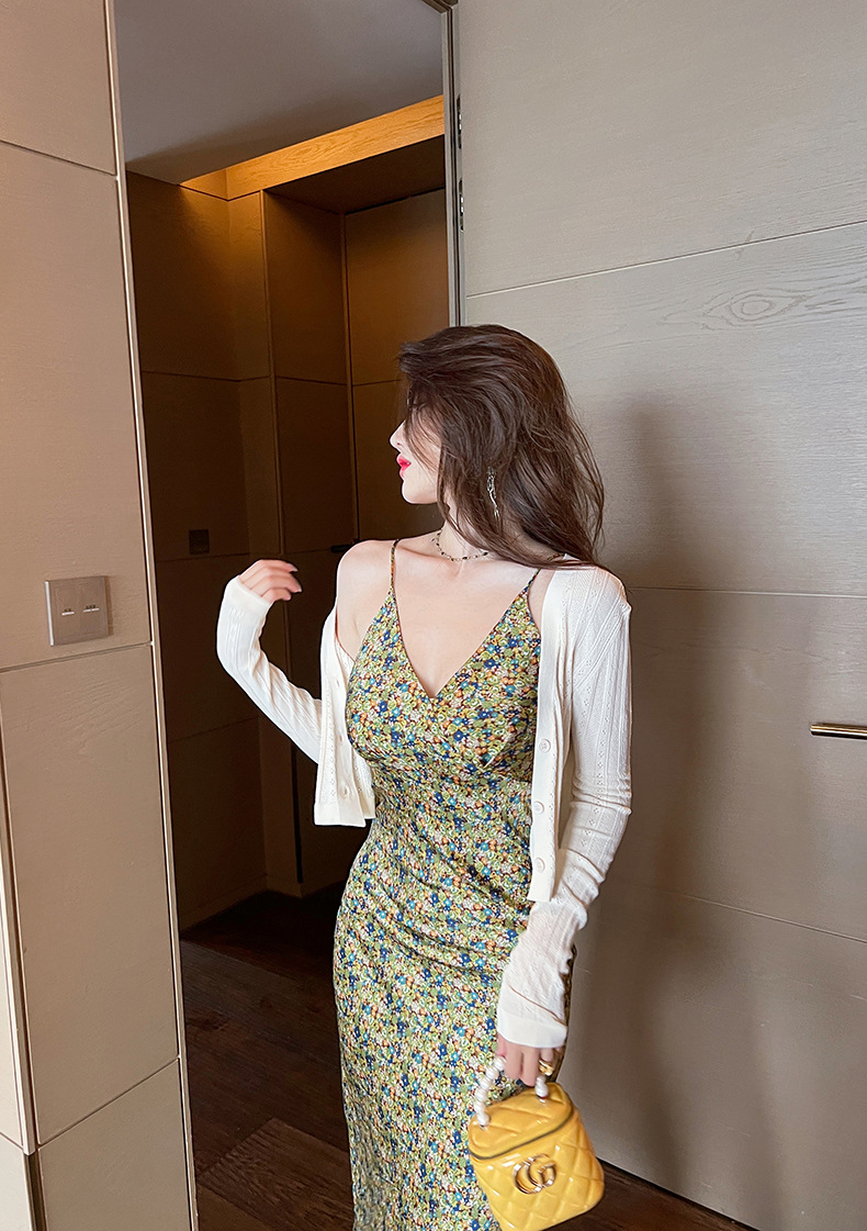 Áo cardigan nữ dệt kim mỏng chống nắng, tay ngắn, dáng suông, phối khăn choàng — Màu đen chi tiết 12