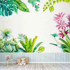 Factory direct sales cross-border new turtle-back large green leaf flower vine wall stickers living room bedroom children's room decorative painting KSY165