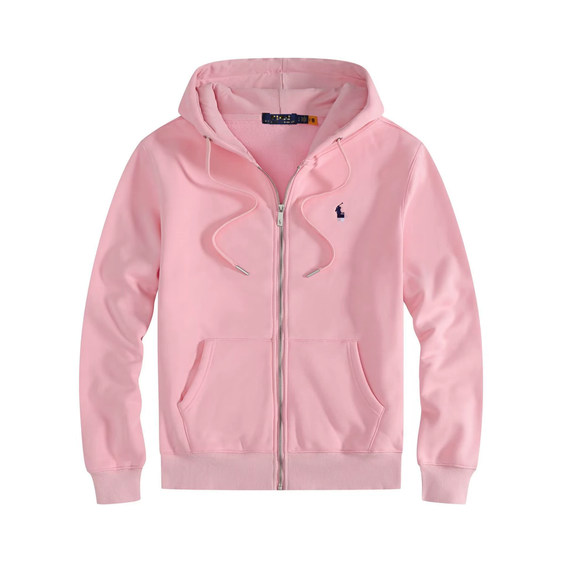 Demi-season fleece hoodie, men's zip cardigan with embroidered pony, casual fit, sizes S–XXXL