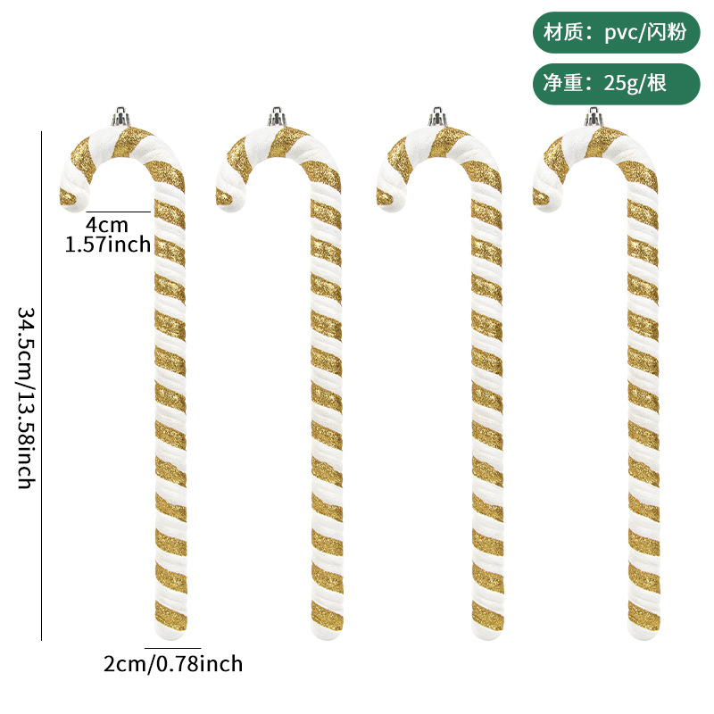 Decoraciones navideñas transfronterizas, muletas blancas doradas, adornos de árboles de Navidad, decoración de escenas de ventanas, accesorios fotográficos de celebridades de Internet