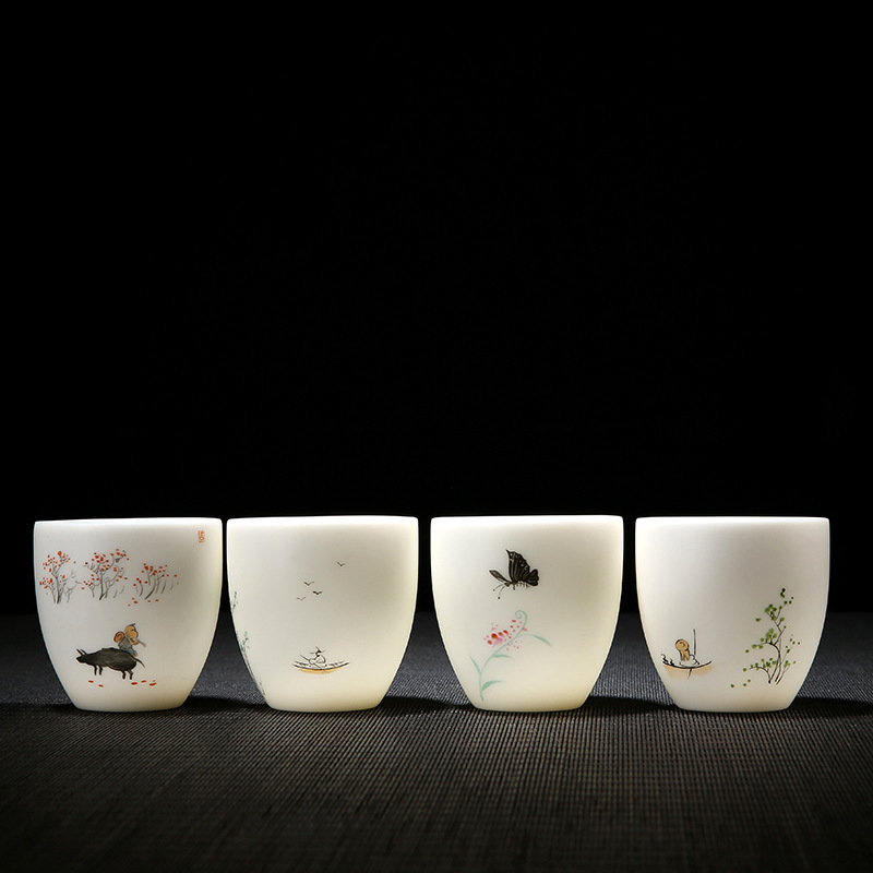 고급 스엣 옥 찻잔 마스터 컵 차 시음 컵 차 그릇 차 컵 무지 요리 차 세트 세트 회사 명절 선물