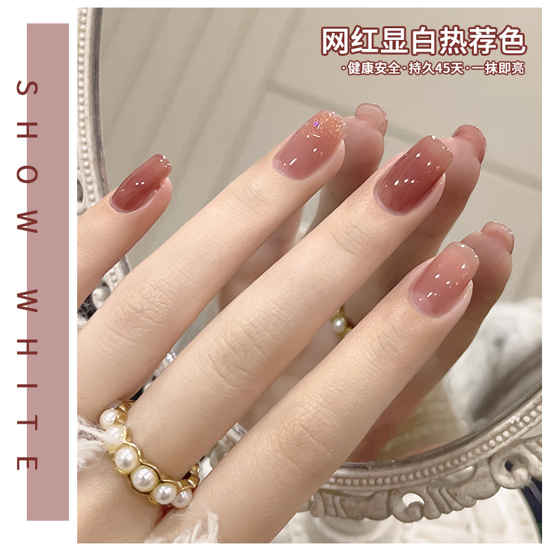 Esmalte de uñas desnudo doméstico pegamento 2024 nuevo hielo transparente blanco tres colores traje conjunto completo para salón de uñas
