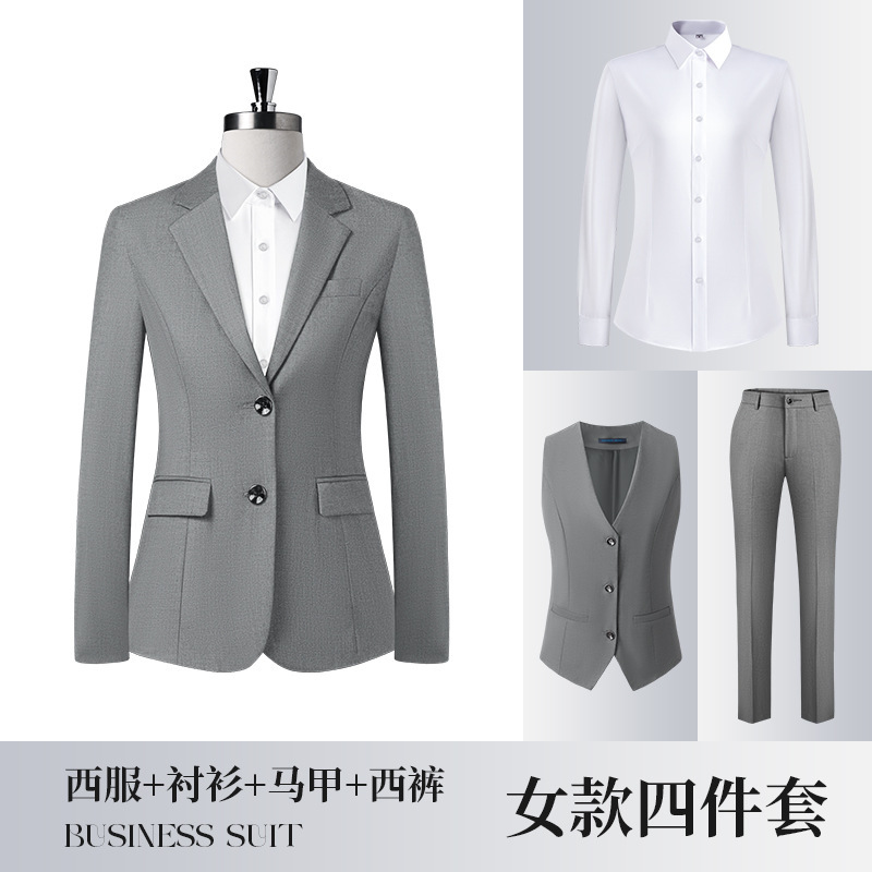 168 회색 여성 정장 + 807 셔츠 + 168 조끼 + 168B 여성 바지