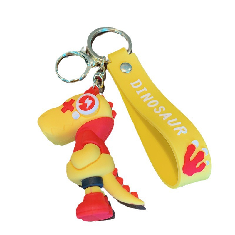 Dinosauro llavero música rayo pequeño dinosaurio muñeca de silicona bolso llavero de automóvil colgante moda regalos frescos
