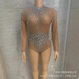 现货演出服透明紧身礼服性感包裹走秀主持人歌手酒吧派对大宽腰带