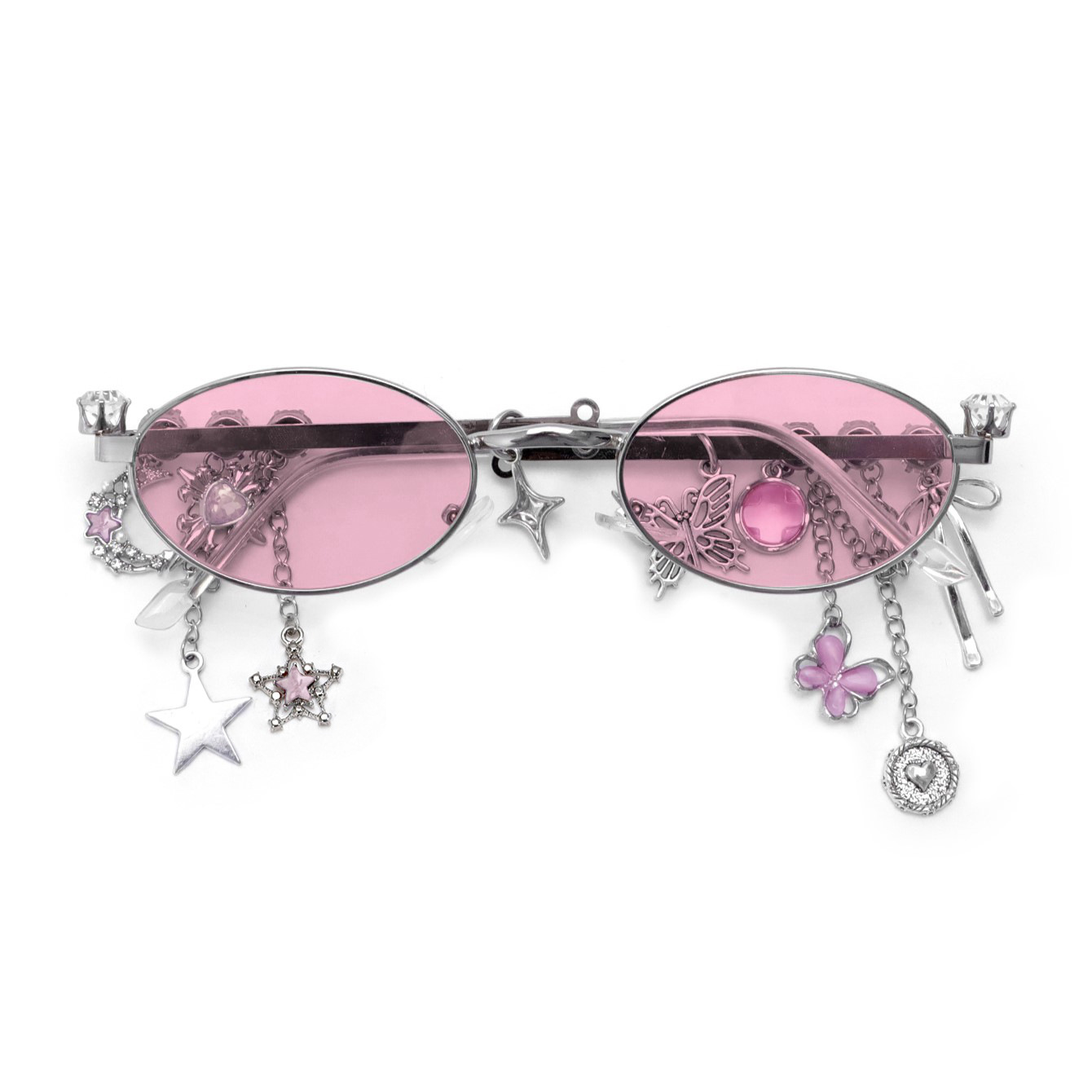 2025 nueva personalidad dulce y cool marco de gafas chica picante pequeña flor de cerezo con estrellas diamantes marco elíptico conjunto de tarjetas japonés