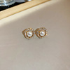 Silver needle, small brand earrings from pearl, silver 925 sample, simple and elegant design