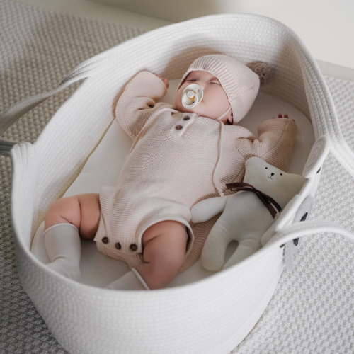 Newborn baby hand basket baby cartoon woven cotton rope cradle travel artifact storage basket storage basket