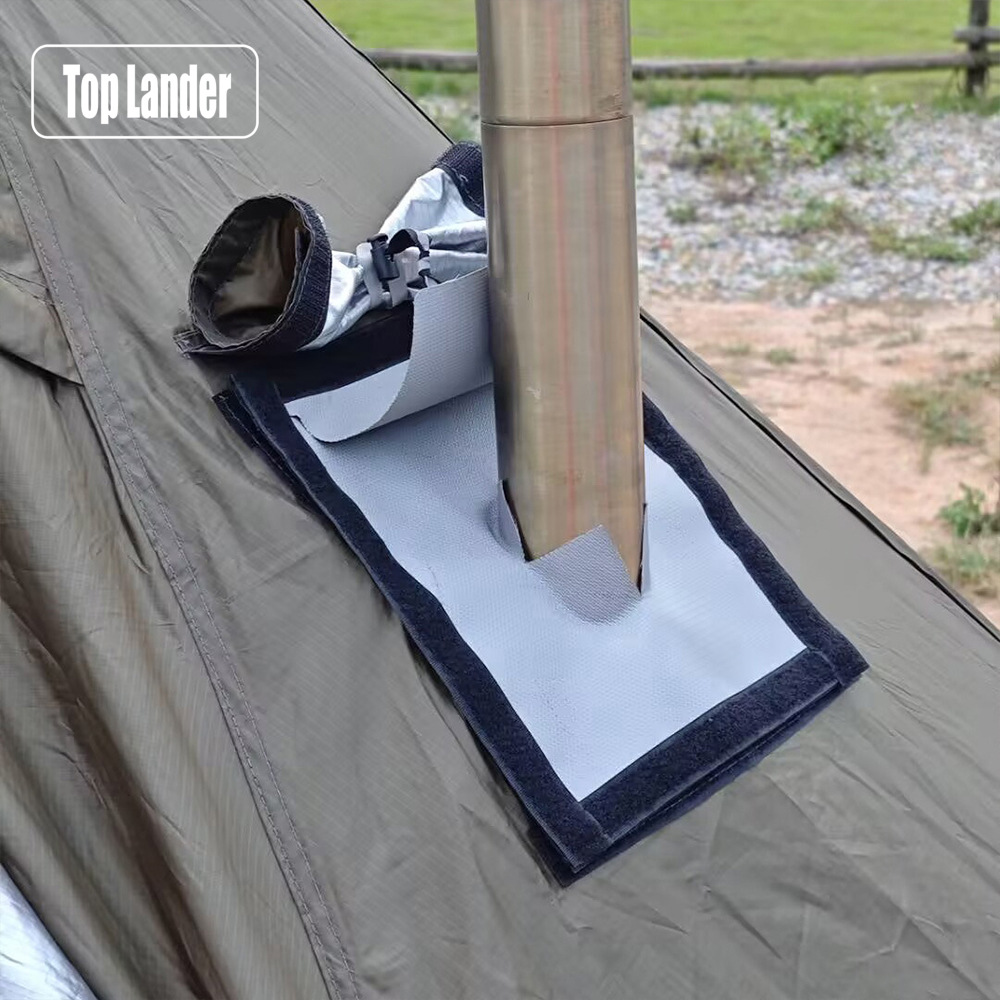 Firewood Stove Chimney Pipe Anti-Scalding Ring, Double-Layer Flame-Retardant Insulation Sheet, High-Temperature Resistant Fireproof Pad for Camping Tent Chimney Opening