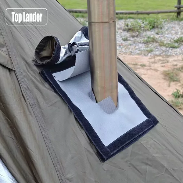 Firewood Stove Chimney Pipe Anti-Scalding Ring, Double-Layer Flame-Retardant Insulation Sheet, High-Temperature Resistant Fireproof Pad for Camping Tent Chimney Opening