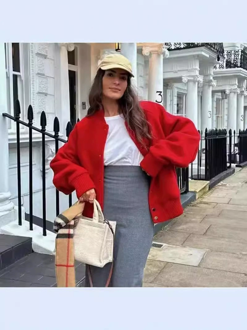 Красная осенняя шерстяная бейсбольная форма, Aliexpress, европейский стиль