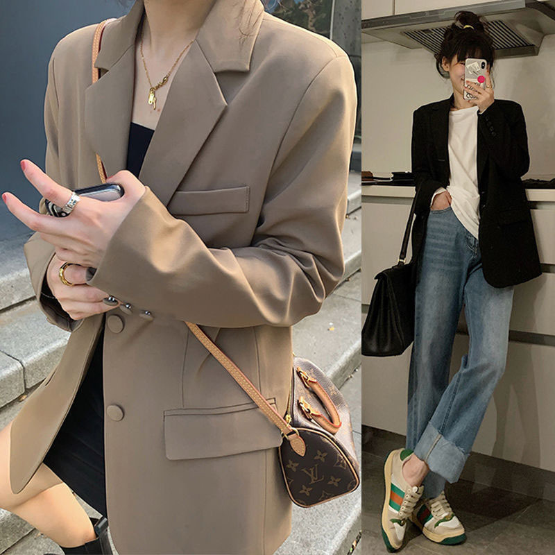 Women's Blazer 2026 Spring and Autumn New Trendy Korean Style Loose Suit Brown Casual Blazer for Women