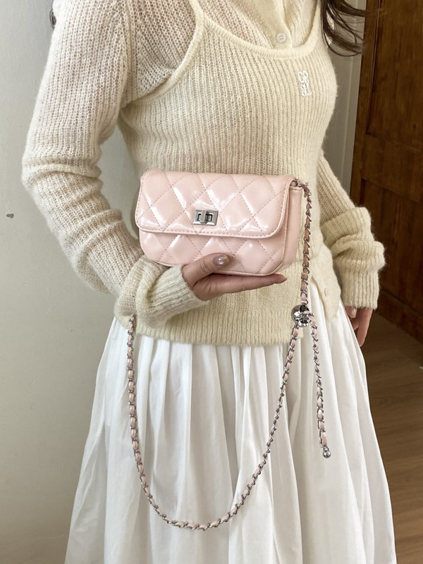 Bolso de cadena de diamante popular bolso de mujer 2026 nuevo estilo de alta calidad humedad moda de color sólido con cierre bolso de hombro