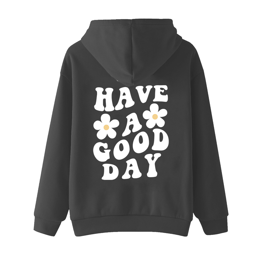 TENGA UN BUEN DÍA carta de impresión suéter con capucha gota hombro manga larga lana europea y americana Otoño e Invierno Sudadera con capucha para las mujeres