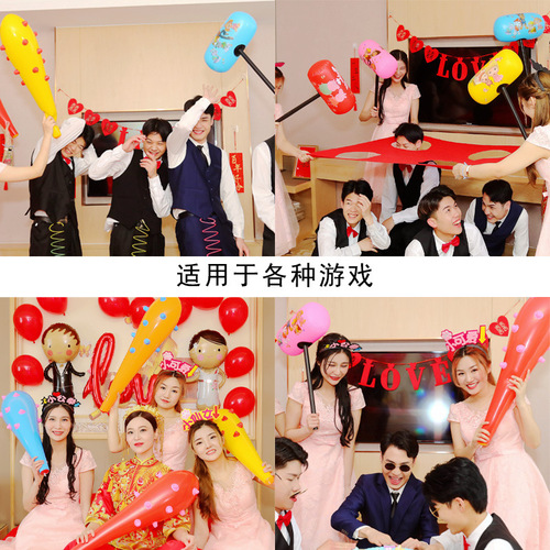 Inflatable 1000-ton Hammer Wolf Fang Club Microphone Civilized Funny Wedding Photo Prop for Bridal Party Interaction Punishment