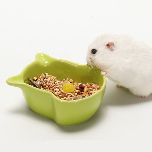 Hamster food bowl, small dish, ceramic thick, anti-turning, fixed large-capacity bowl, squirrel, hedgehog, golden bear supplies