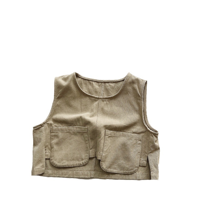 Los niños lindos de los niños visten el chaleco de los niños de moda personalizado primavera y otoño niños y niñas bebé chaleco retro coreano chaleco ropa de moda para niños