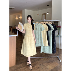 2025 新しい夏服ファット mm 大きいサイズの女性のデザイン新しい中国風のチャイナ ドレス長短スタイルの中国風のドレス