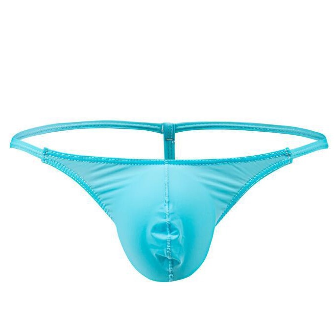 Ropa interior masculina de cintura baja, fresca y sexy, de seda helada, con anillo JJ, tanga multiusos con forma de U convexa, E068