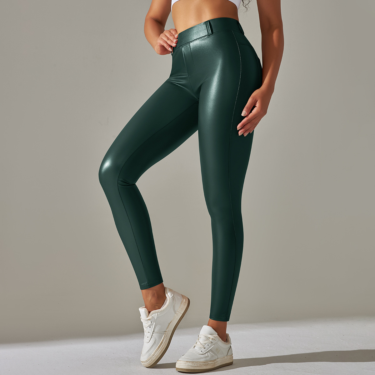 Modern Style Solid Color Chemical Fiber Blending Polyester Active Bottoms Skinny Pants display picture 70