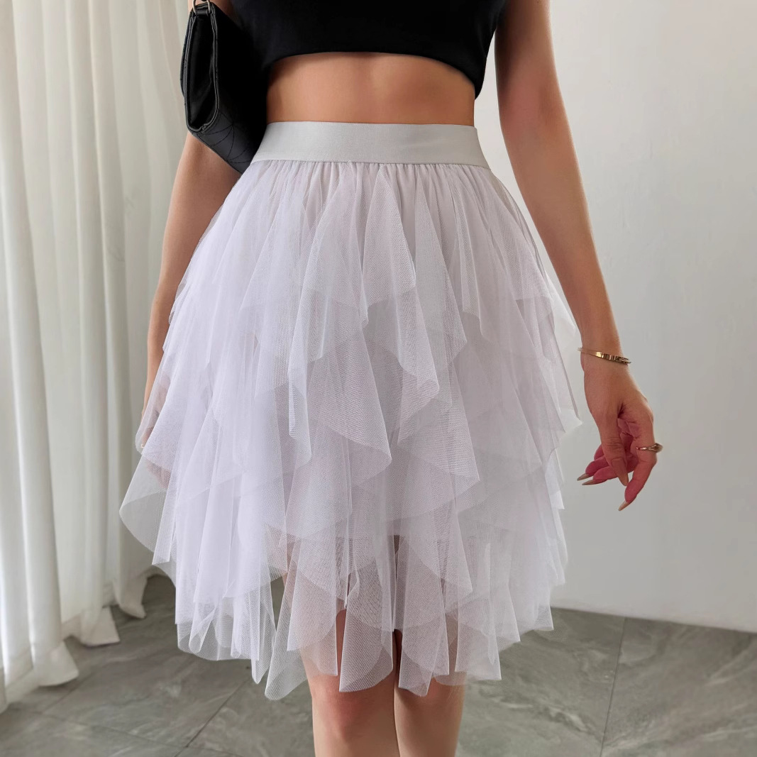 纱裙半身裙长裙公主裙子大摆百褶裙网纱蓬蓬裙
