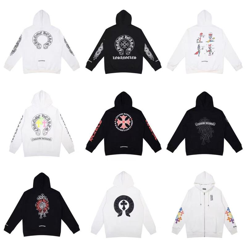 Cross-Border Chrome Heart Cotton Couple's Zip-Up Hoodie with Hood Cross-Border Chrome Heart Cotton Couple's Zip-Up Hoodie with Hood