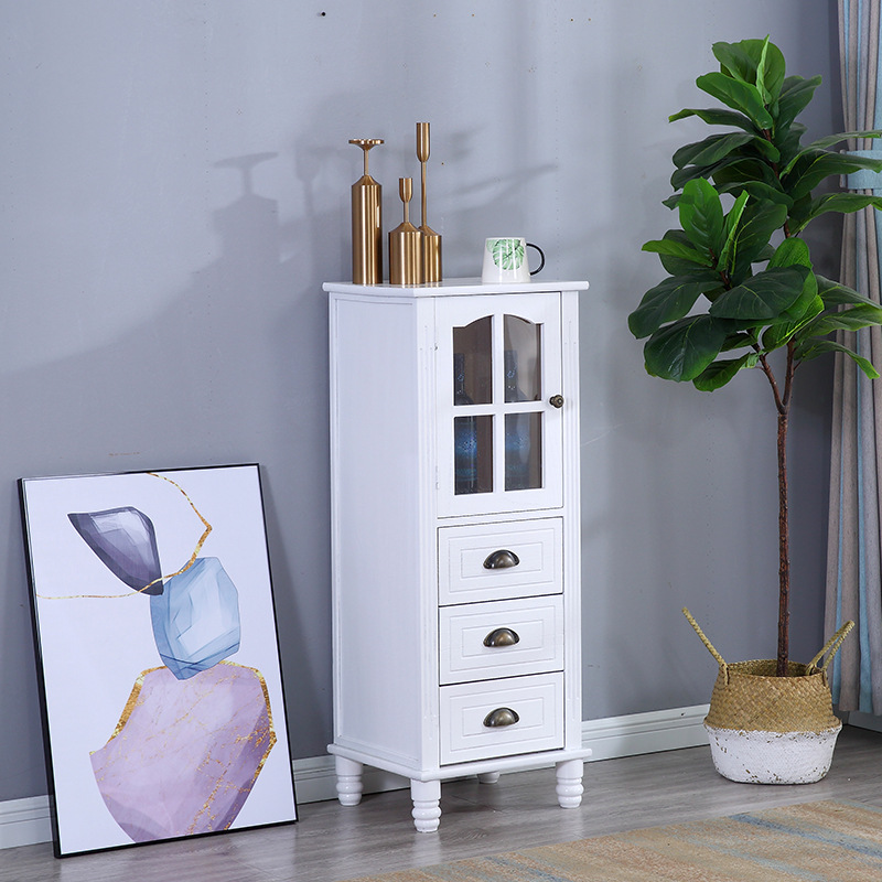 American retro meseta de cabecera de madera sólida hendidura pequeño vinícola tipo cajón 40CM gabinete de almacenamiento TV sala de estar vertical