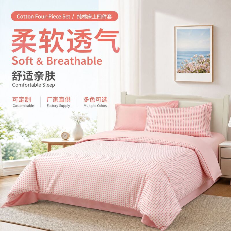 2026 New Skin-Friendly Breathable Four-Piece Bedding Set for Spring and Summer, Suitable for Homestays, Hotels, and Home Use, Comfortable and Soft Bedding Set Wholesale