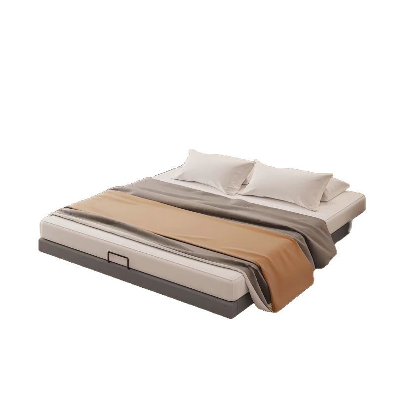 Cama flotante moderna y simple sin marco de hierro de cabeza de cama de acero forjado cama doble principal tela de tatami cama colgante