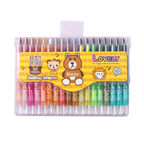 Children's non-toxic rotating crayons, mess-free, 24 colors, box set, kindergarten painting pens, safe for babies, 36 colors