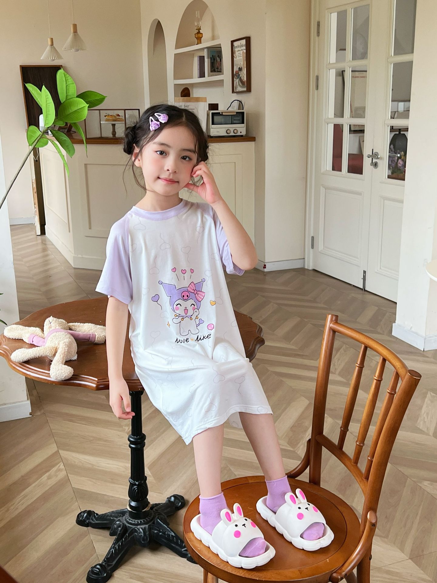 Niñas camisón modal primavera y otoño niños grandes estilo princesa coreana falda de niña pijamas para niños ropa de casa para bebés