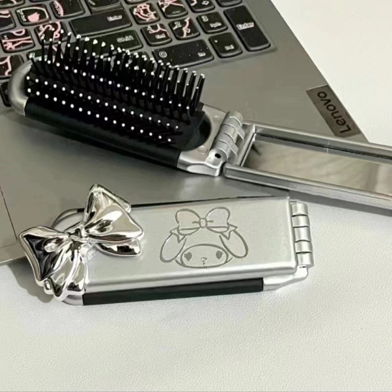 新しい漫画サンリオポータブル折りたたみエアバッグコームキティ猫ポータブル化粧鏡デュアル目的オールインワンミラーコーム|undefined