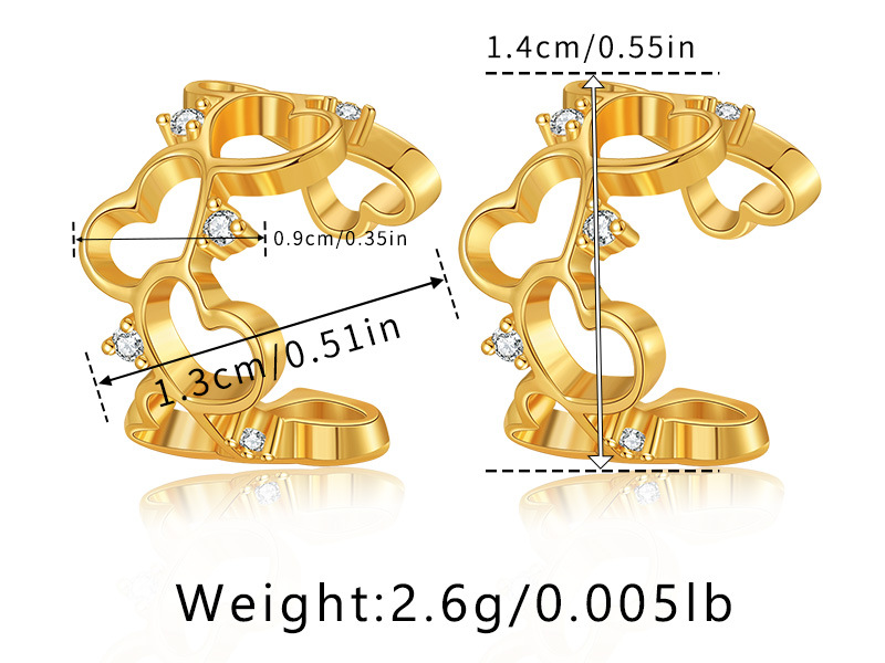 Brass Plated 18K Real Gold Ear Bone Clip Butterfly Animal Design Personalized Ear Clip Zircon Exquisite Small European and American Earrings AS6A2889.1jpg