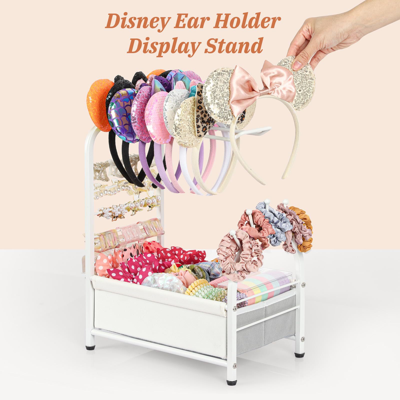Headband Holder, Hair Accessory Organizer, Hair Ties, Bows, and Claw Clips, Large Compact Hair Accessory Storage for Women and Babies