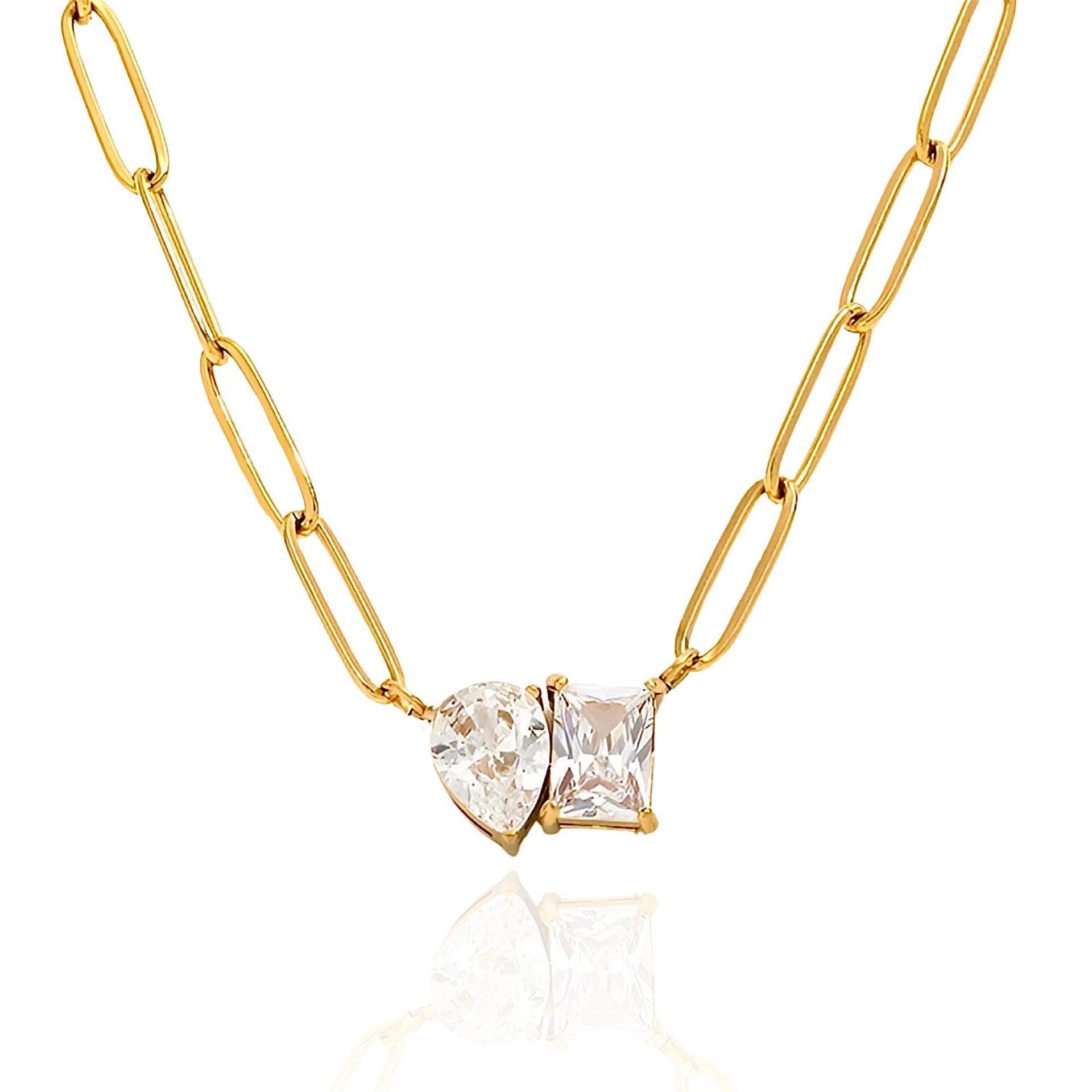 Collar de Circonita en Forma de Pera, Bañado en Oro, Estilo Vintage image 7