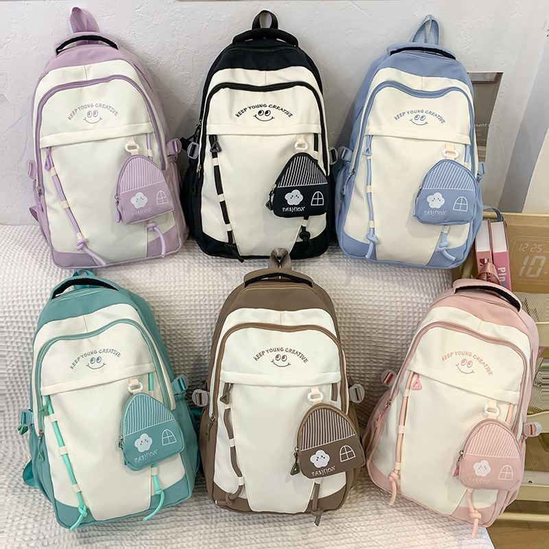 Bolsa escolar de estilo universitario para mujeres JAIYISTAR bolsa de hombro de gran capacidad de color colgante, bolsa de estudiantes ligera y de alto valor.