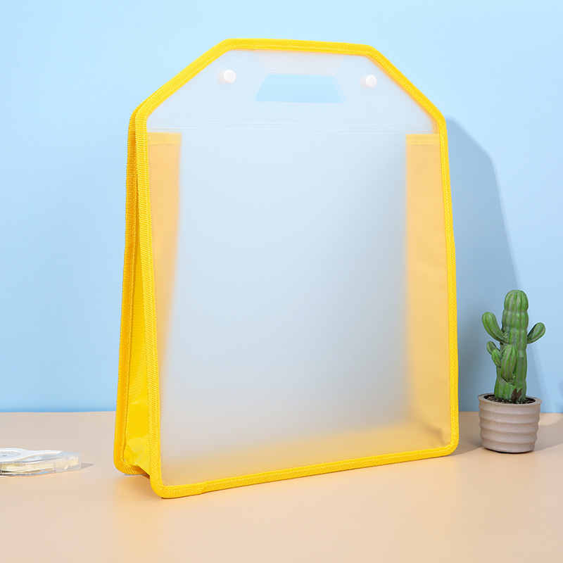 Amazon bolsa de almacenamiento de gran capacidad Oxford Borde de tela bolsa de archivo portátil estudiante Snap esmerilado prueba bolsa de papel al por mayor