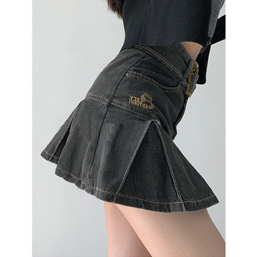 Hot Girl Denim Skirt Women's Summer Pleated Skirt 2023 New Design High Waist Slim A-Line Short Skirt Trendy