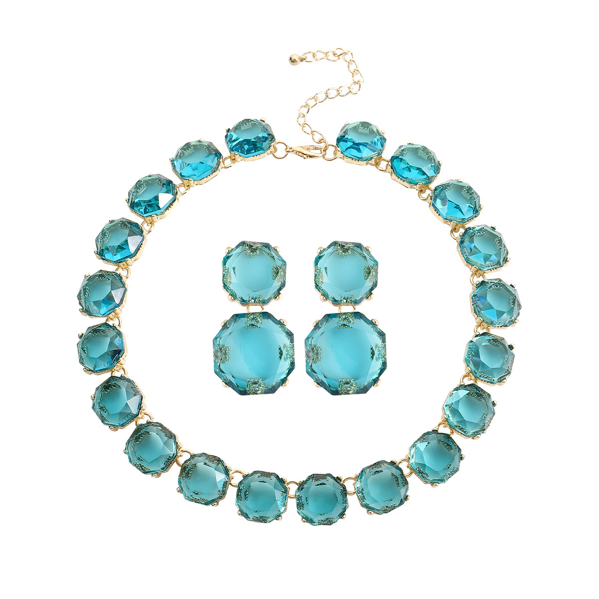 85g Weight Rhinestones Inlay Material Earrings, Necklace Classification Daily Occasion Alloy Material Geometric Pattern Women'S Gender Inlay Design Fashion Style Fashion Geometric Alloy Inlay Rhinestones Women's Earrings Necklace 12