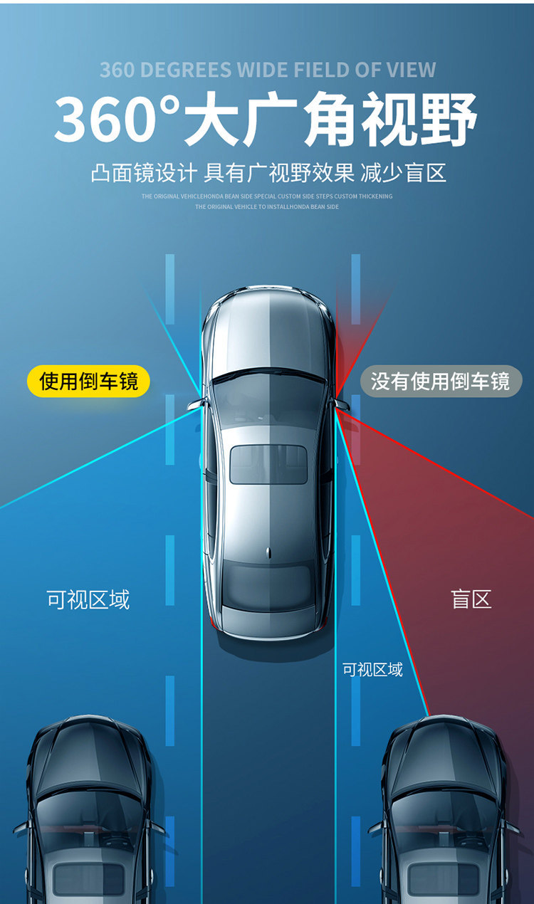 Car Front and Rear Wheel Blind Spot Mirror, Wide-Angle Mirror, 360-Degree Auxiliary Reflective Blind Spot Rearview Mirror, Blind Spot Reversing Auxiliary Mirror