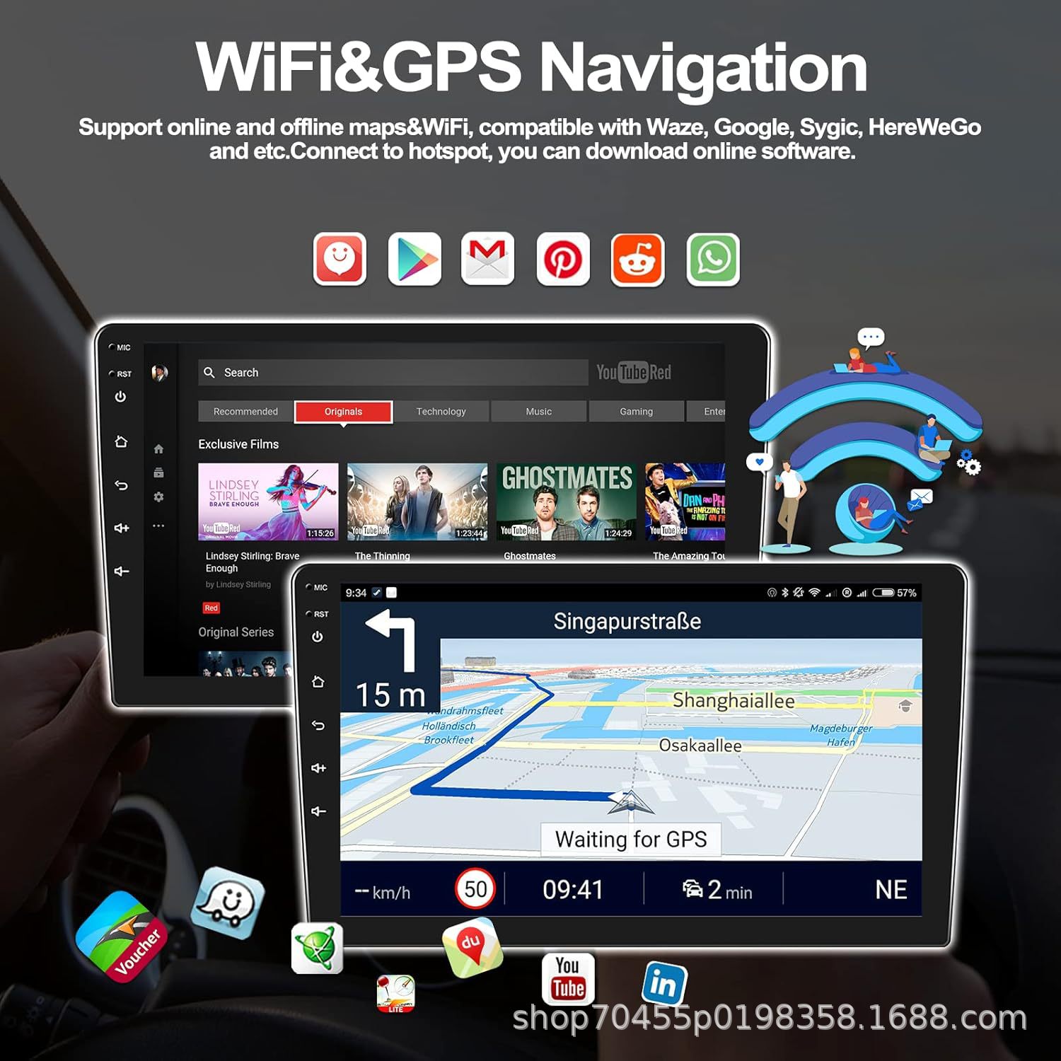 Transfronterizo de 9/10 pulgadas cuatro/ocho núcleos Android coche GPS navegación carplay inalámbrico control central del coche todo en uno