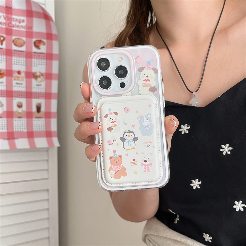 Soportes magnéticos para animales de niña ins para iPhone15 estuche para teléfono móvil 16ProMax Apple 14/13 hembra