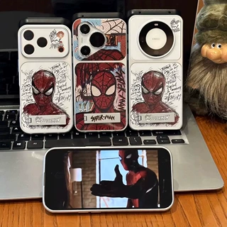 素描蜘蛛侠适用苹果17PROMAX手机壳大视窗折叠支架iPhone18软壳13