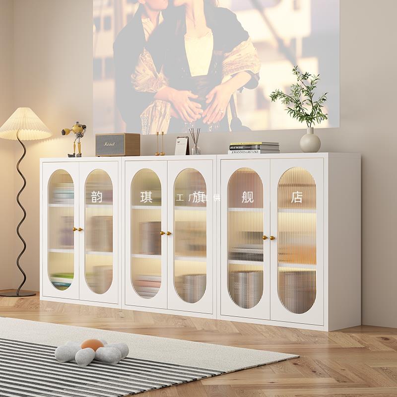 Storage Rack with Door, Display Cabinet, Storage Cabinet, Low Cabinet, Storage Cabinet, Children's Bookshelf, Living Room Glass Cabinet, Home Iron Art Bookcase