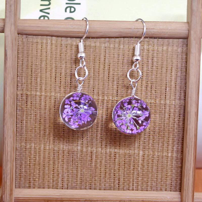 Dried Flower Pattern 1 Pair IG Style Casual Dried Flower Glass Glass Drop Earrings