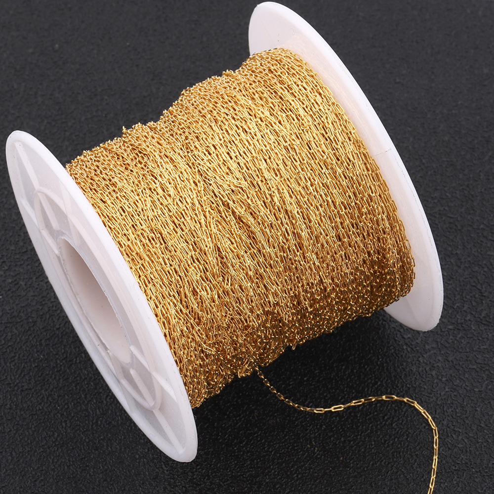 Polished Finish Simple Style Style 1 Roll 10m 304 Stainless Steel 18K Gold Plated Solid Color Polished Chain