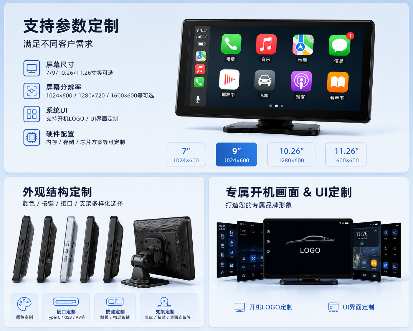 Cross-border source manufacturer 7inch carplay portable screen GPS navigation device high-definition reversing camera car display