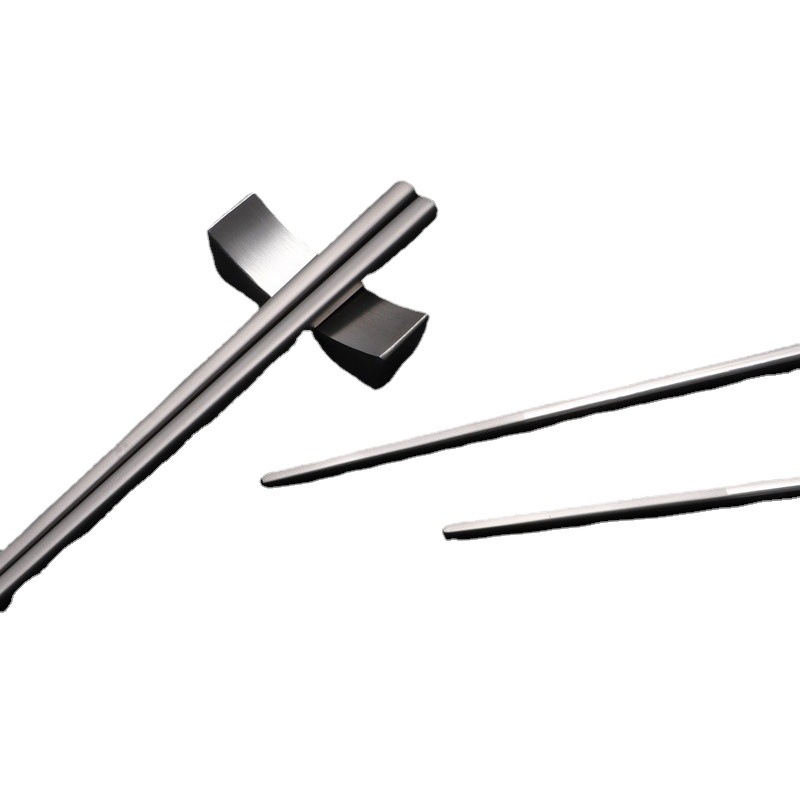 TA1 Palillos de titanio puro, palillos cuadrados completos portátiles para el hogar, palillos chinos a prueba de escaldaduras de alta gama, vajilla para acampar al aire libre